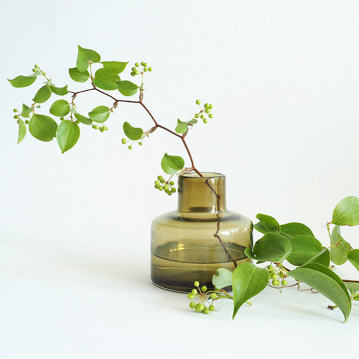 花瓶 DGボトルベース 直径15×高さ15cm フォレストグリーン ガラス -2