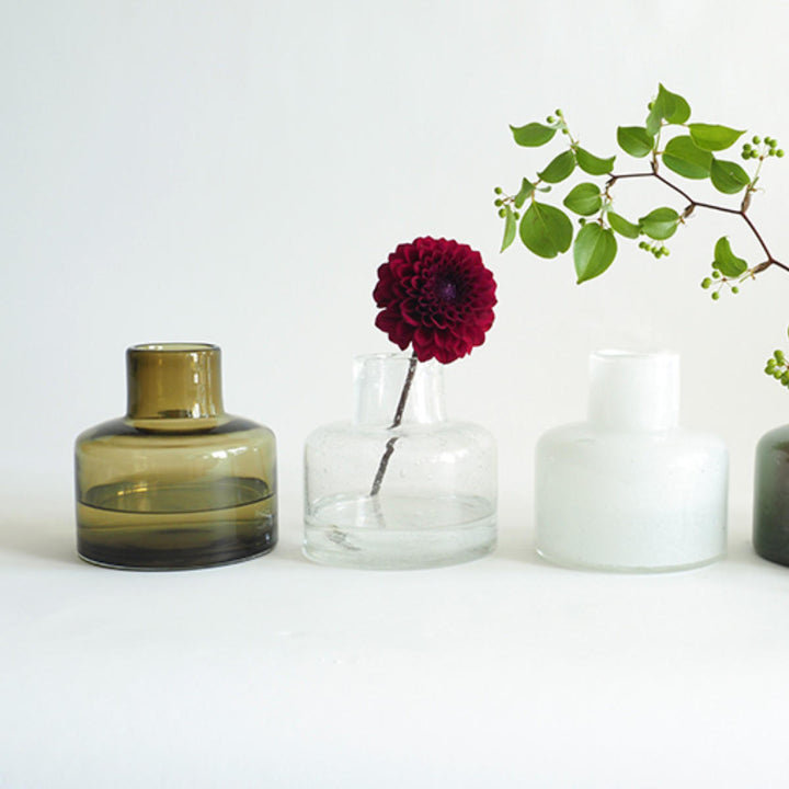 花瓶 DGボトルベース 直径15×高さ15cm フォレストグリーン ガラス -12