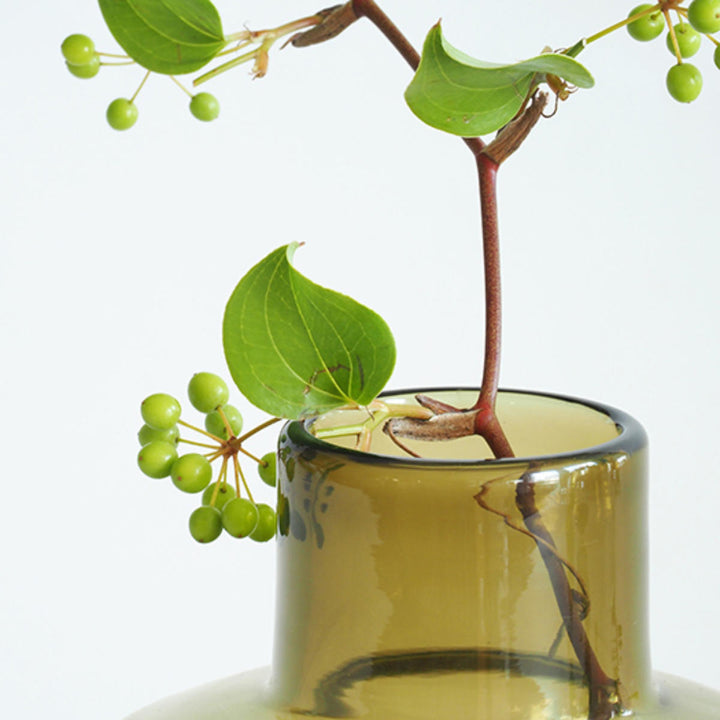 花瓶 DGボトルベース 直径15×高さ15cm フォレストグリーン ガラス -10