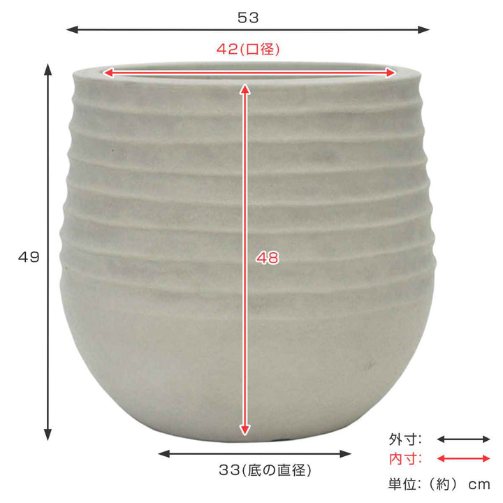 植木鉢 FRライトポットグレー 直径53×高さ49cm -3