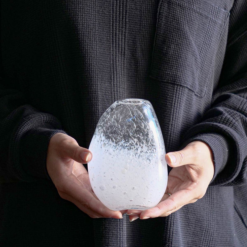花瓶 DGマコベース 幅10×奥行6.5×高さ13.5cm クリアホワイト ガラス -6