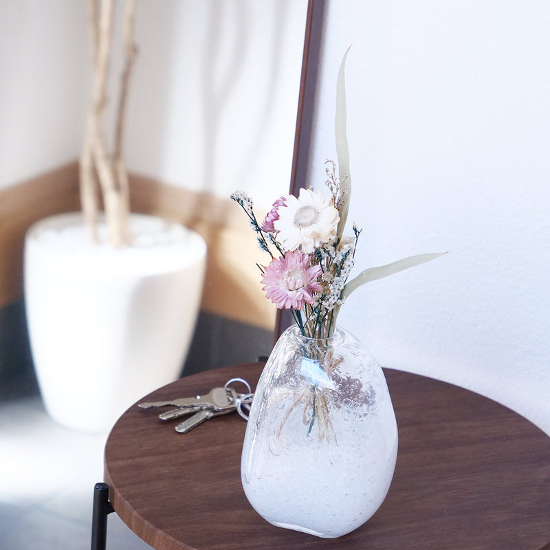 花瓶 DGマコベース 幅10×奥行6.5×高さ13.5cm クリアホワイト ガラス -2