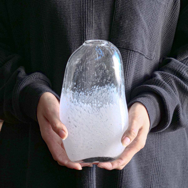 花瓶 DGマコベース 幅11.5×奥行7.5×高さ20cm クリアホワイト ガラス -6