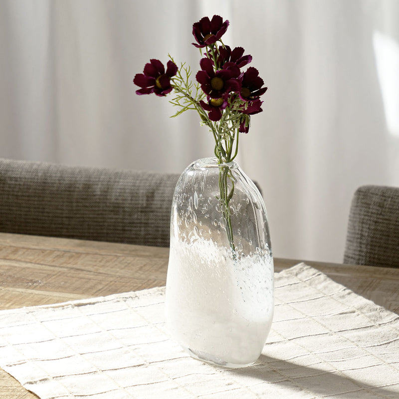 花瓶 DGマコベース 幅11.5×奥行7.5×高さ20cm クリアホワイト ガラス