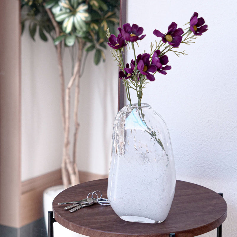 花瓶 DGマコベース 幅11.5×奥行7.5×高さ20cm クリアホワイト ガラス -2
