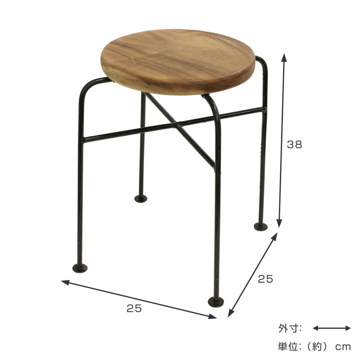 スツール アイアンスタンキング 木製 -3