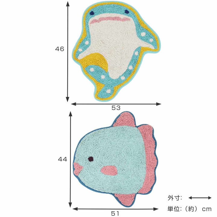 玄関マット 室内用 約45×55cm 海のなかまたち -6