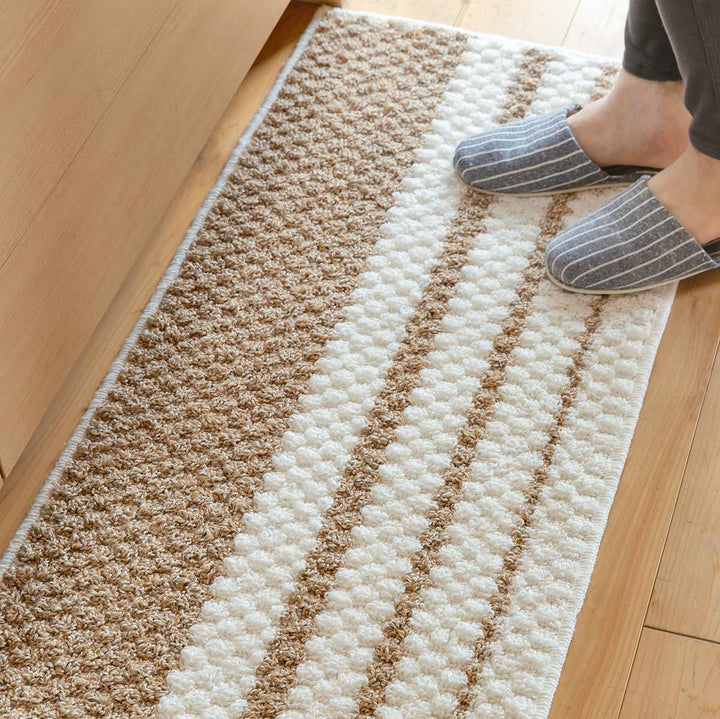 キッチンマットナチュラルジュート混キッチンマットボーダー45×180cm