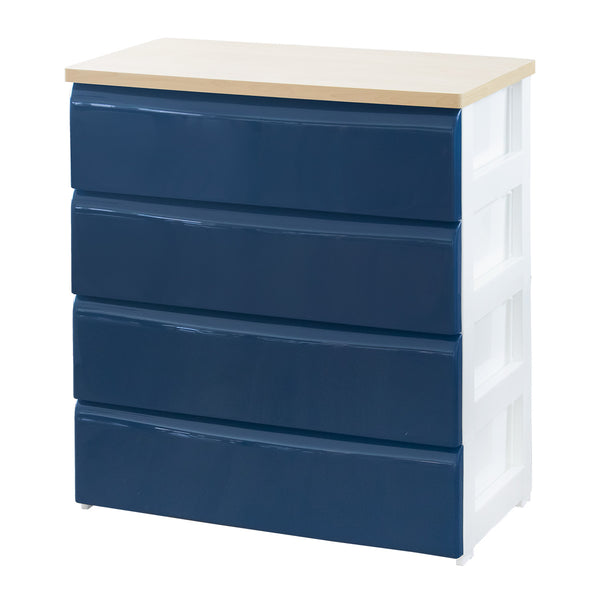 チェスト 4段 幅74×奥行40×高さ80.7cm 木目調天板 -1