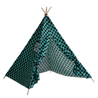 キッズテント 幅140cm 桐天然木 市松柄