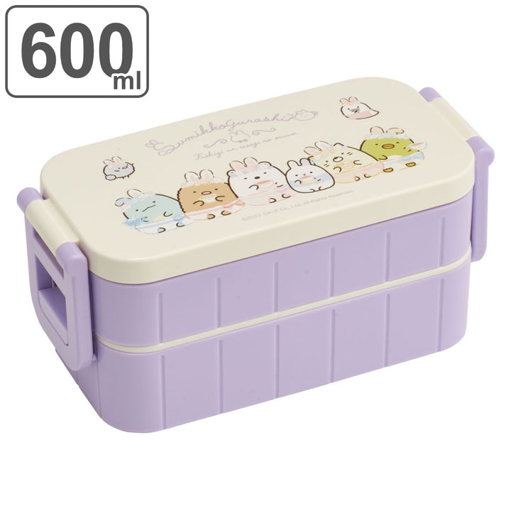 弁当箱 2段 600ml 抗菌 タイトランチボックス うさぎのおにわ -2