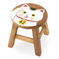 スツール 招き猫 木製 天然木 丸椅子 -1