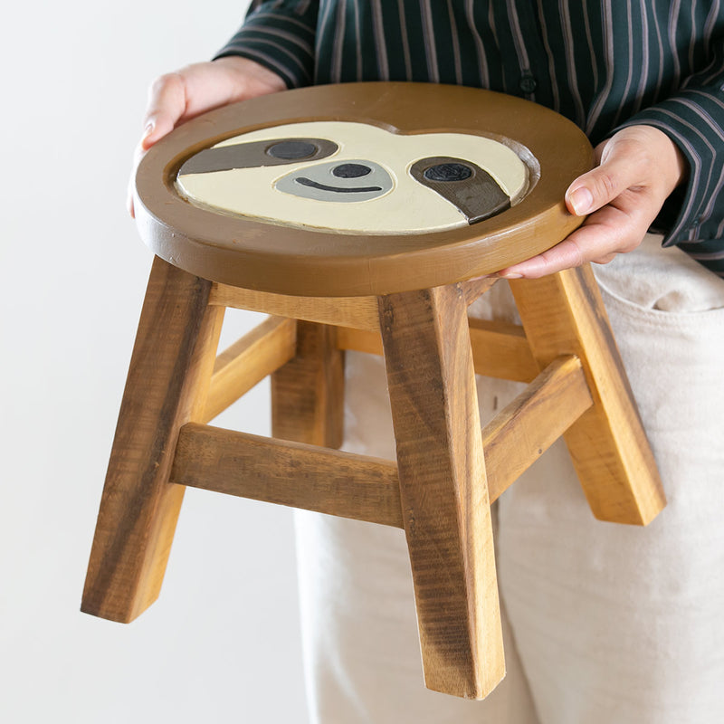 スツール ナマケモノ 木製 天然木 丸椅子 -13