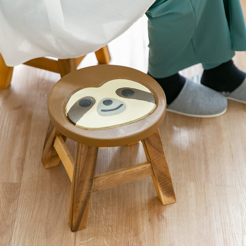 スツール ナマケモノ 木製 天然木 丸椅子 -8