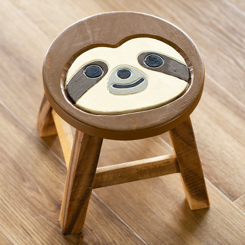スツール ナマケモノ 木製 天然木 丸椅子 -2