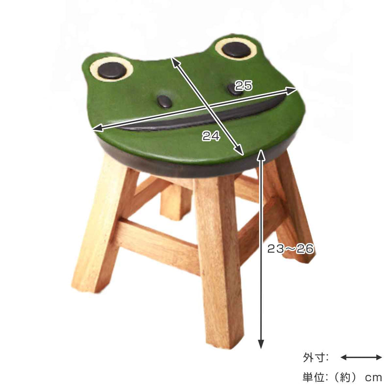 スツール カエル 木製 天然木 丸椅子 -4