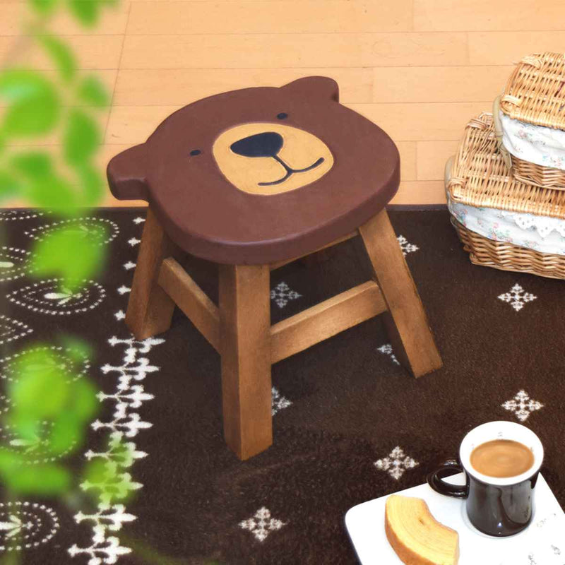 スツール クマ 木製 天然木 丸椅子 -16