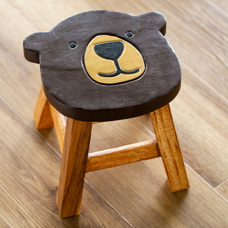 スツール クマ 木製 天然木 丸椅子 -17