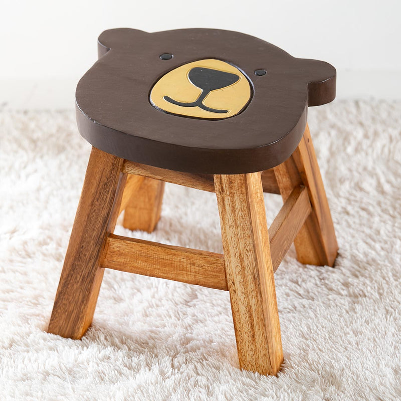 スツール クマ 木製 天然木 丸椅子 -18