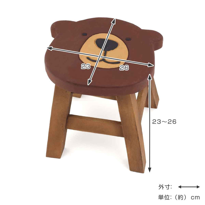 スツール クマ 木製 天然木 丸椅子 -5