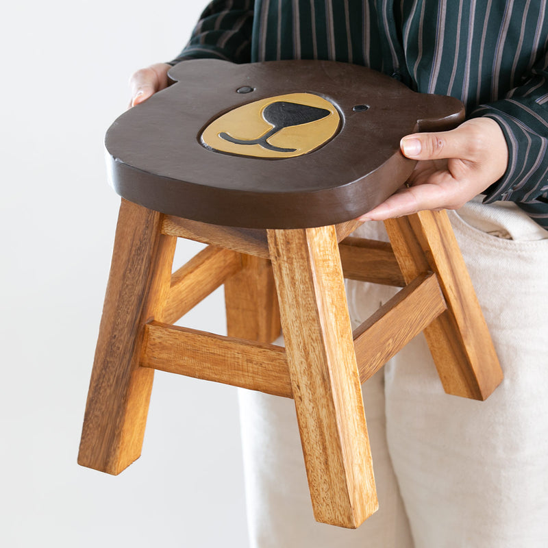 スツール クマ 木製 天然木 丸椅子 -9