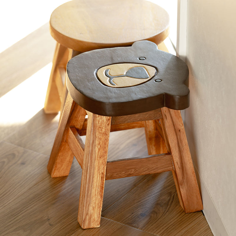 スツール クマ 木製 天然木 丸椅子 -10