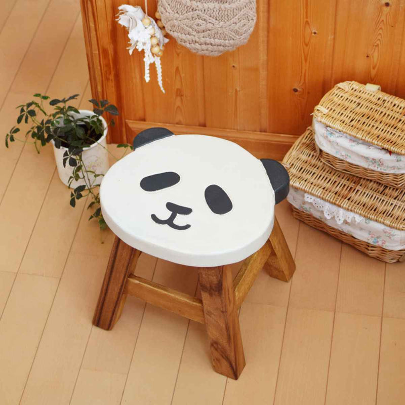 スツール パンダ 木製 天然木 丸椅子 -16