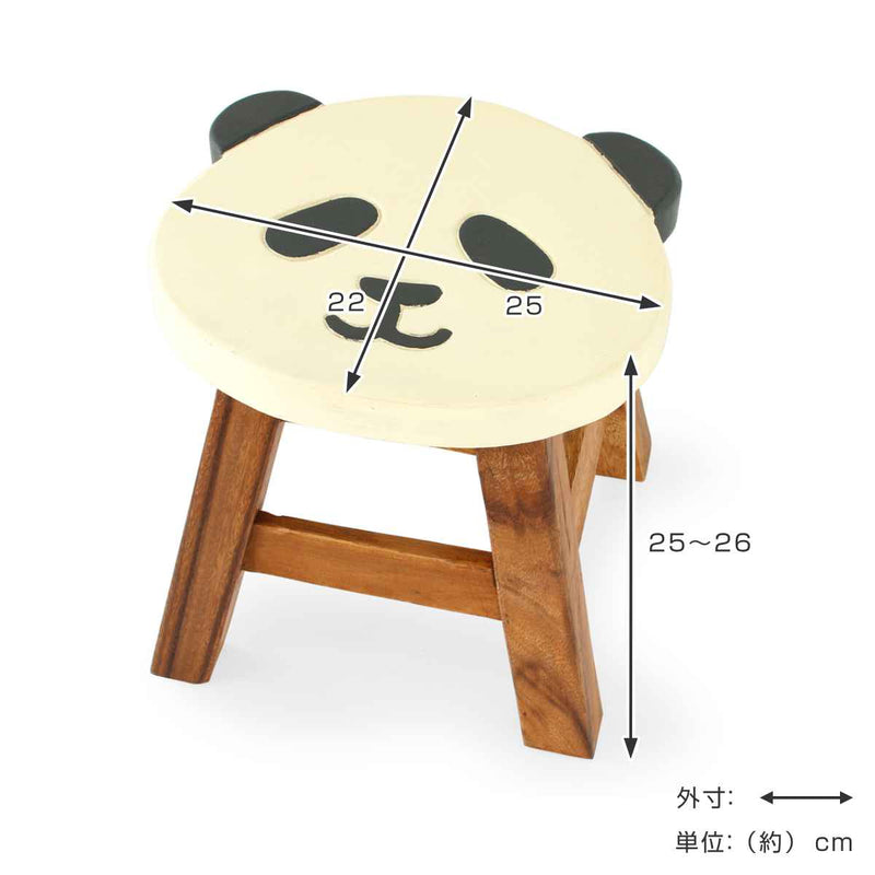 スツール パンダ 木製 天然木 丸椅子 -5