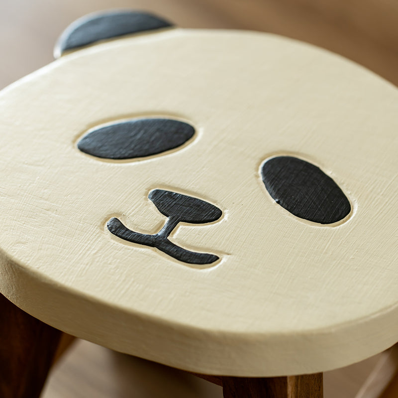 スツール パンダ 木製 天然木 丸椅子 -7