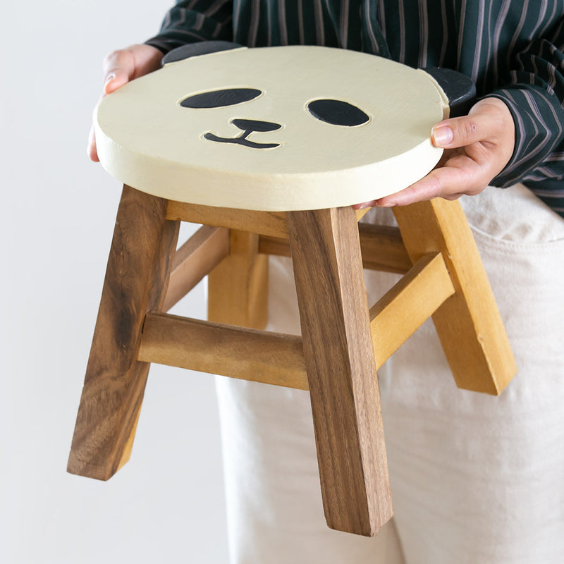 スツール パンダ 木製 天然木 丸椅子 -9