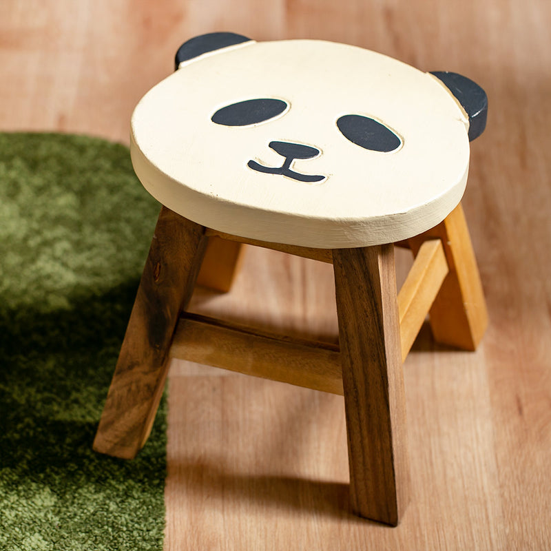 スツール パンダ 木製 天然木 丸椅子 -2