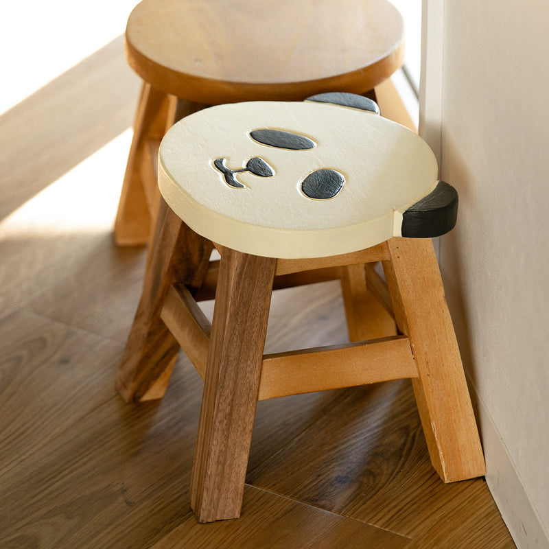 スツール パンダ 木製 天然木 丸椅子 -10