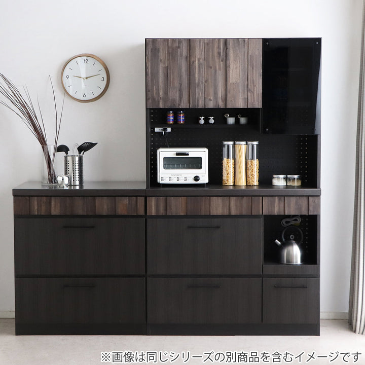 キッチンボード 食器棚 ガラス上台 引出し下台タイプ RESE 幅105cm -16