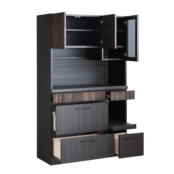 キッチンボード 食器棚 ガラス上台 引出し下台タイプ RESE 幅105cm -18