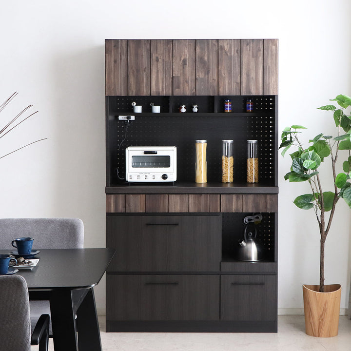 キッチンボード 食器棚 板扉上台 引出し下台タイプ RESE 幅105cm -2