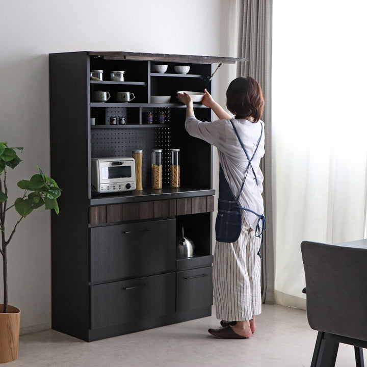 キッチンボード 食器棚 板扉上台 引出し下台タイプ RESE 幅105cm -13