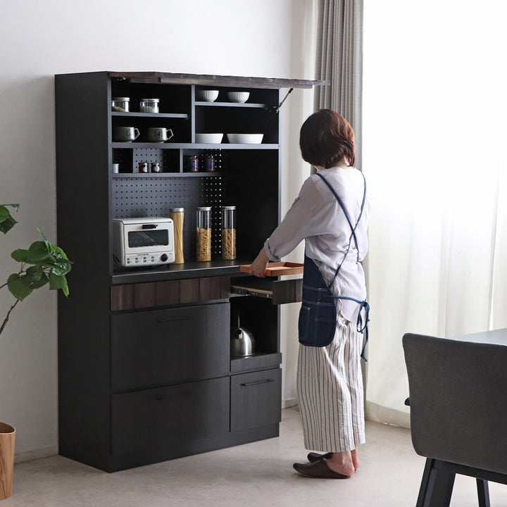 キッチンボード 食器棚 板扉上台 引出し下台タイプ RESE 幅105cm -14