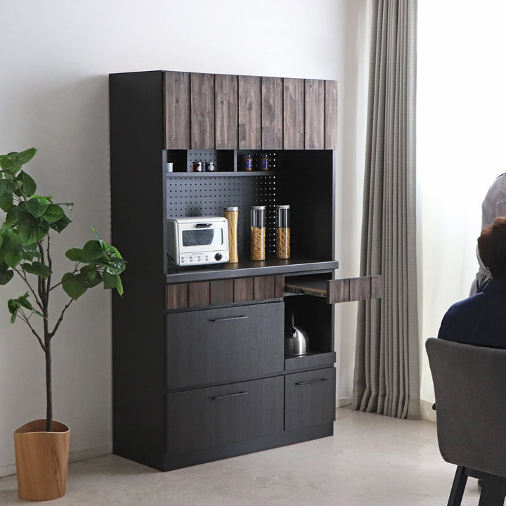 キッチンボード 食器棚 板扉上台 引出し下台タイプ RESE 幅105cm -15