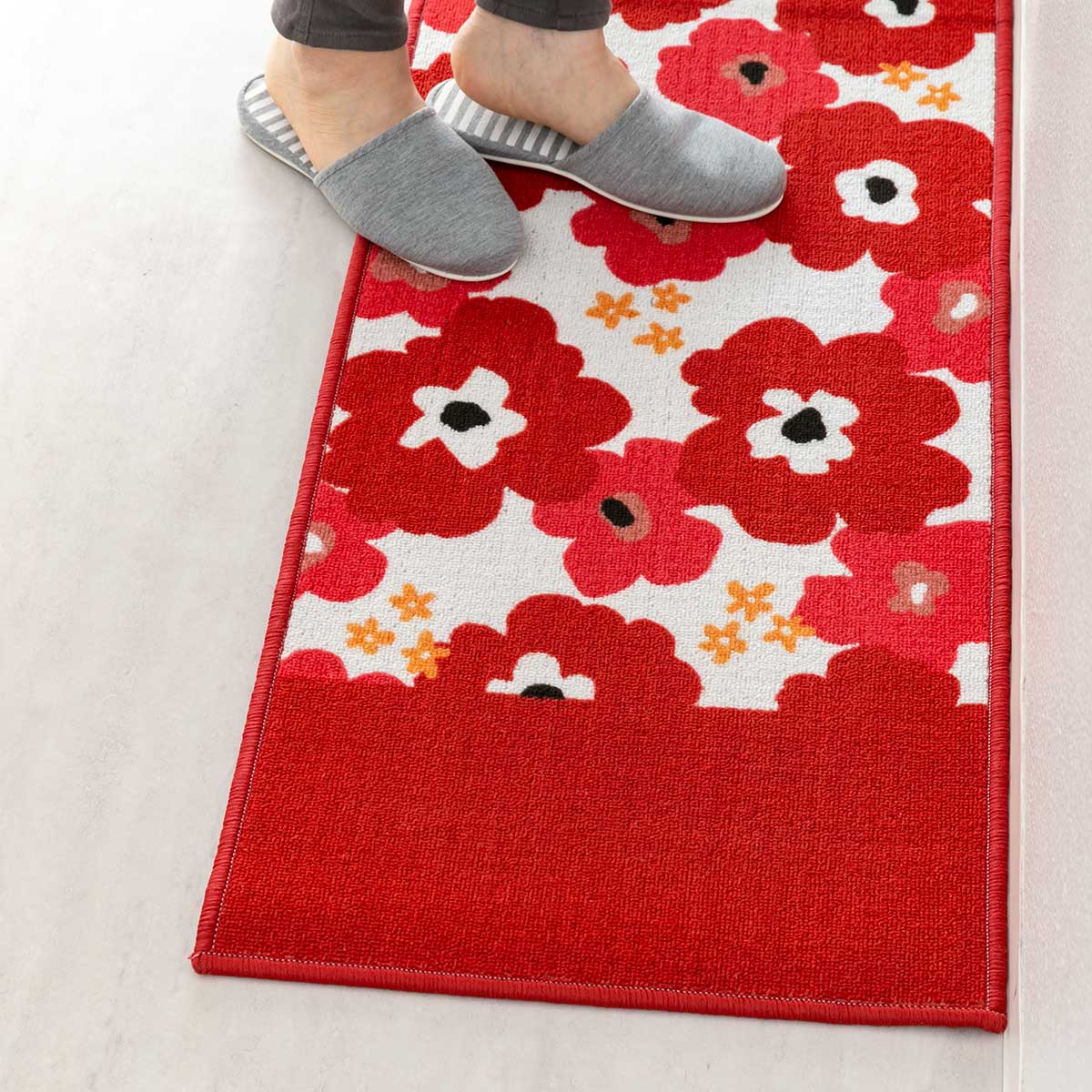 キッチンマット 花柄 北欧フラワープリントキッチンマット 45×180cm