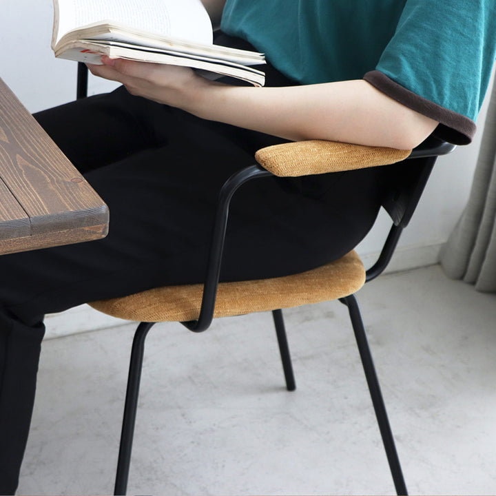 チェア 座面高45cm 木製 スチール ファブリック アドル -12