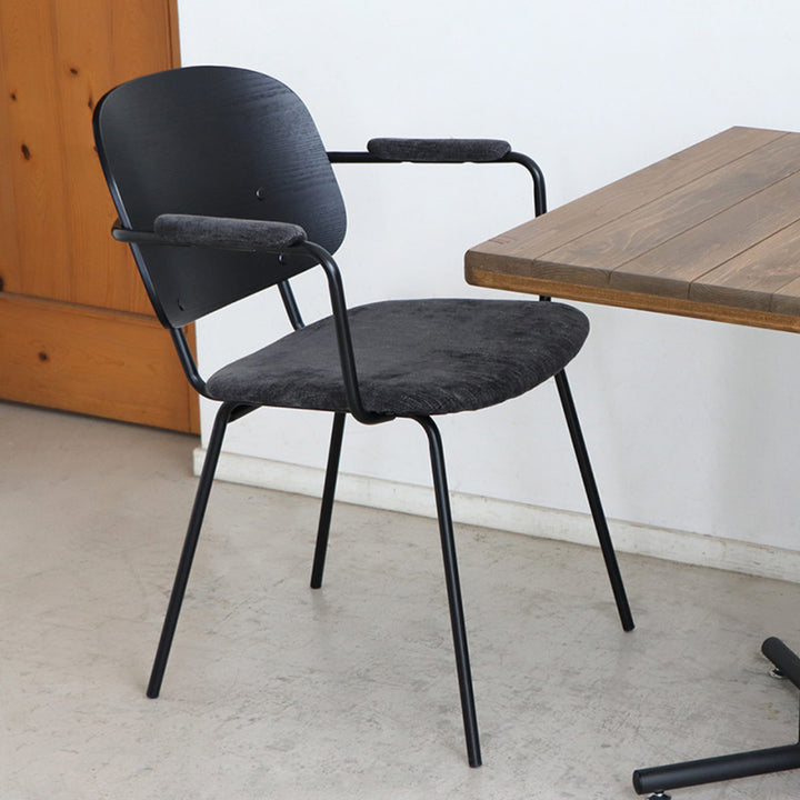 チェア 座面高45cm 木製 スチール ファブリック アドル -14