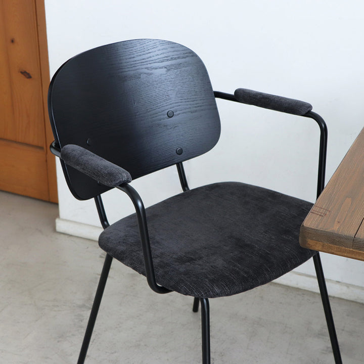 チェア 座面高45cm 木製 スチール ファブリック アドル -15