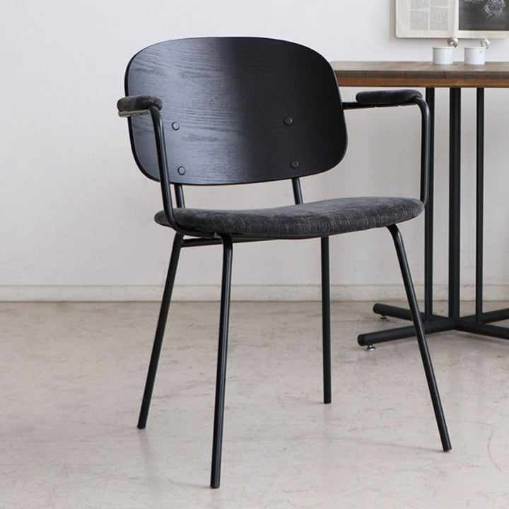 チェア 座面高45cm 木製 スチール ファブリック アドル -7