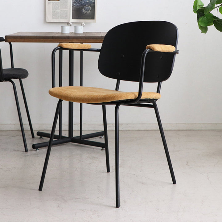 チェア 座面高45cm 木製 スチール ファブリック アドル -8