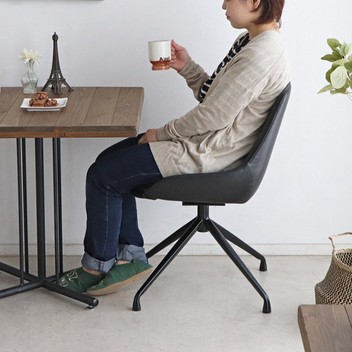 チェア 座面高43cm 回転 レザー調 エデル -12