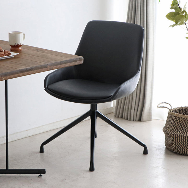 チェア 座面高43cm 回転 レザー調 エデル -13