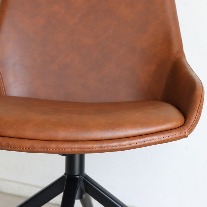 チェア 座面高43cm 回転 レザー調 エデル -16