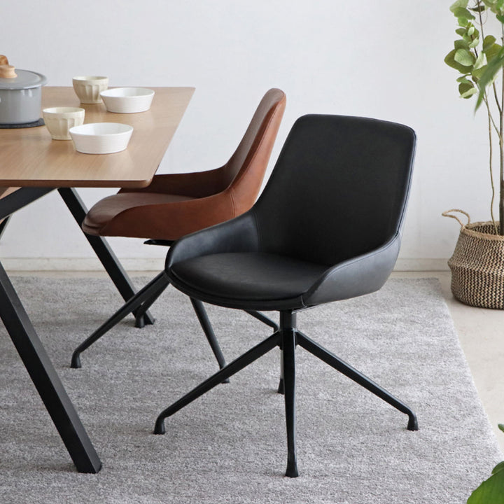 チェア 座面高43cm 回転 レザー調 エデル -18