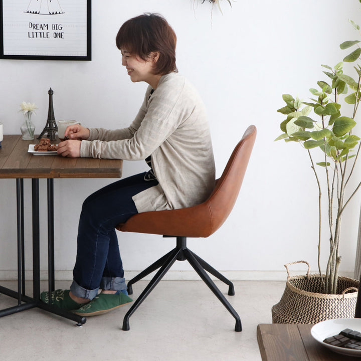 チェア 座面高43cm 回転 レザー調 エデル -19