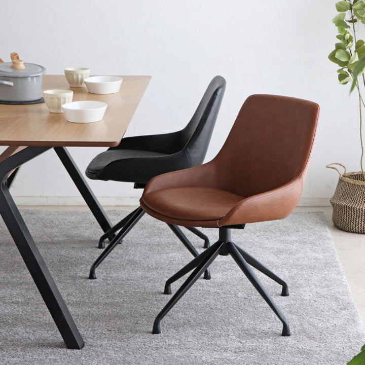 チェア 座面高43cm 回転 レザー調 エデル -20